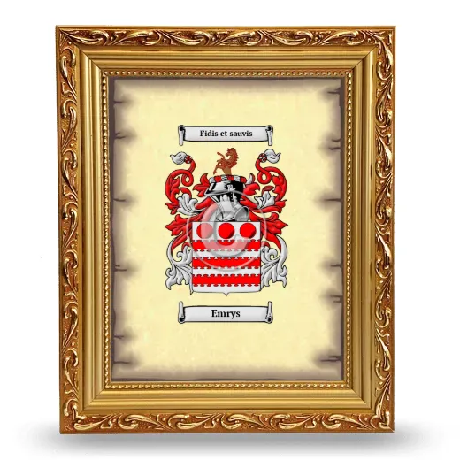 Emrys Coat of Arms Framed - Gold