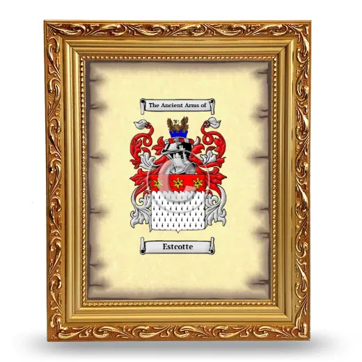 Estcotte Coat of Arms Framed - Gold