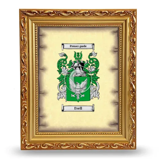 Evell Coat of Arms Framed - Gold