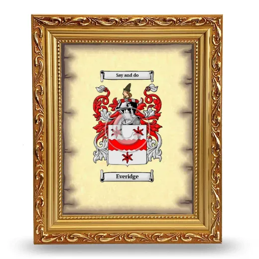 Everidge Coat of Arms Framed - Gold