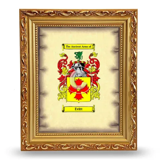 Evitt Coat of Arms Framed - Gold