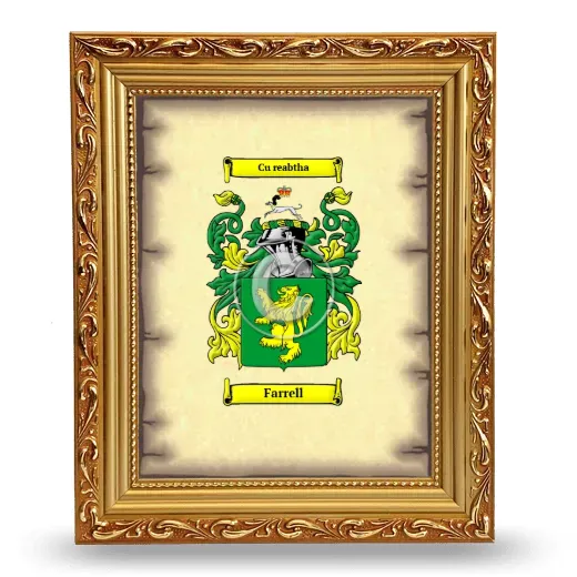 Farrell Coat of Arms Framed - Gold