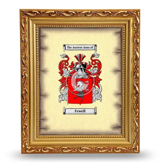 Fewell Coat of Arms Framed - Gold