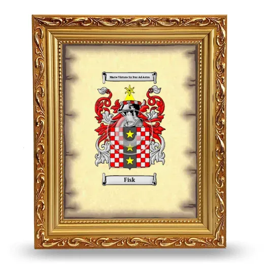 Fisk Coat of Arms Framed - Gold