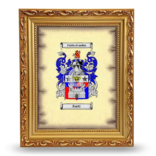 Fortt Coat of Arms Framed - Gold