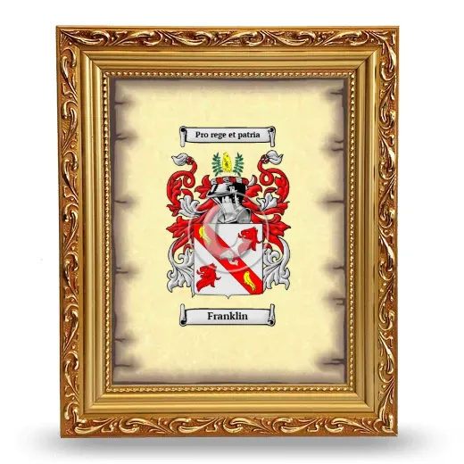 Franklin Coat of Arms Framed - Gold