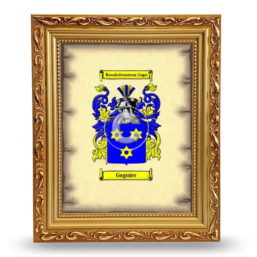 Gagnier Coat of Arms Framed - Gold