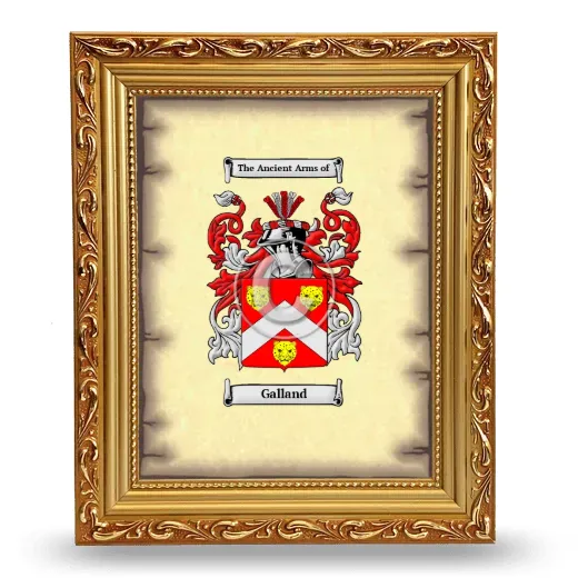 Galland Coat of Arms Framed - Gold