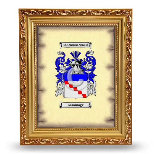 Gammage Coat of Arms Framed - Gold