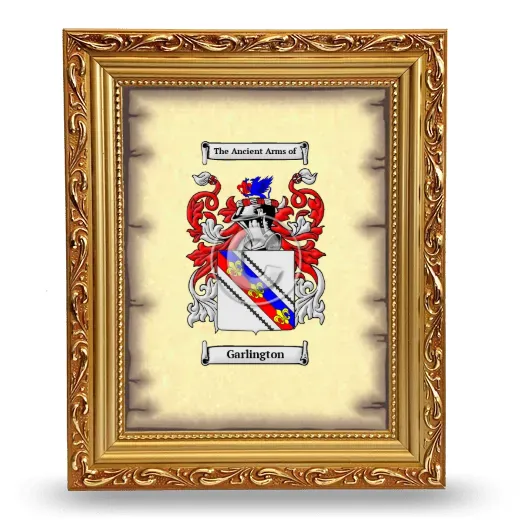 Garlington Coat of Arms Framed - Gold