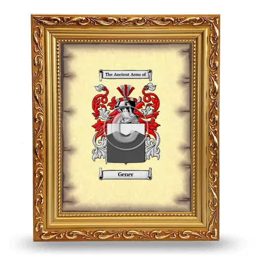 Gener Coat of Arms Framed - Gold