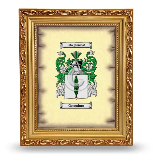 Geronimo Coat of Arms Framed - Gold