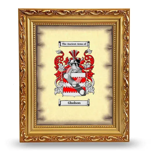 Gholson Coat of Arms Framed - Gold