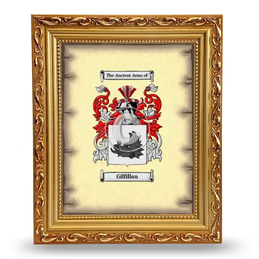 Gilfillan Coat of Arms Framed - Gold