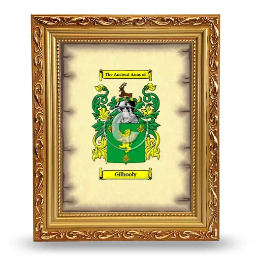 Gilhooly Coat of Arms Framed - Gold