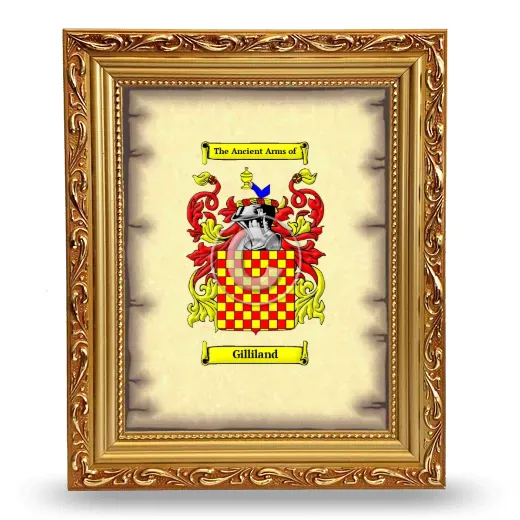 Gilliland Coat of Arms Framed - Gold