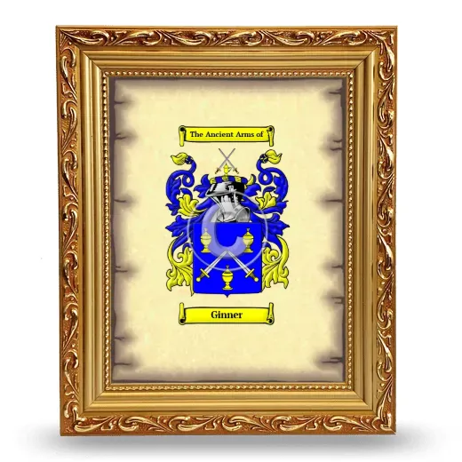 Ginner Coat of Arms Framed - Gold