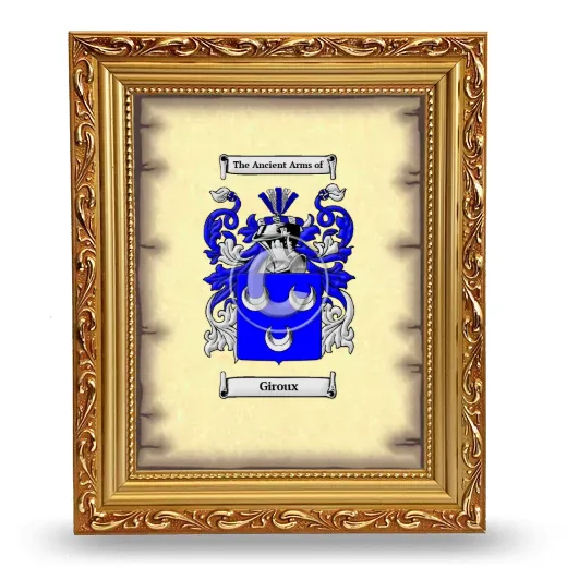 Giroux Coat of Arms Framed - Gold