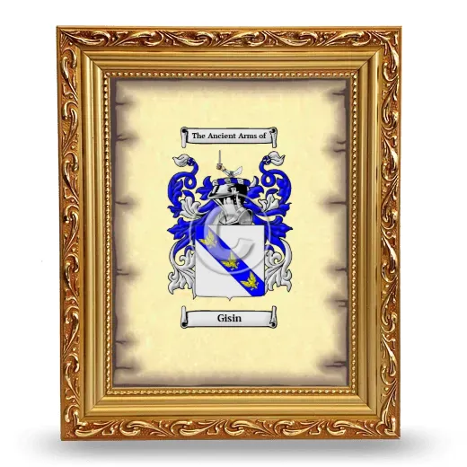 Gisin Coat of Arms Framed - Gold