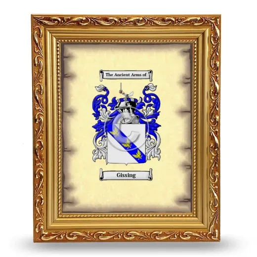 Gissing Coat of Arms Framed - Gold