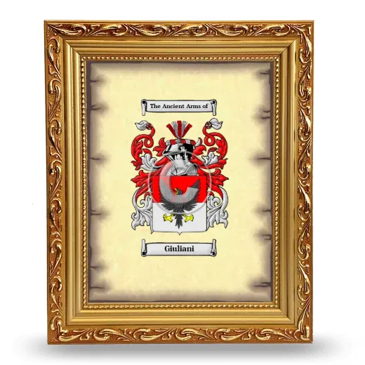 Giuliani Coat of Arms Framed - Gold