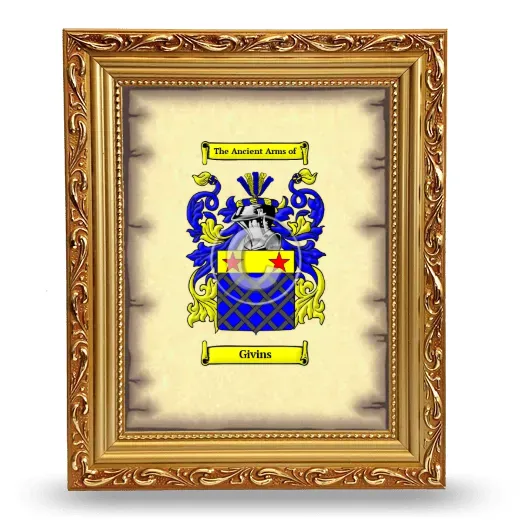 Givins Coat of Arms Framed - Gold