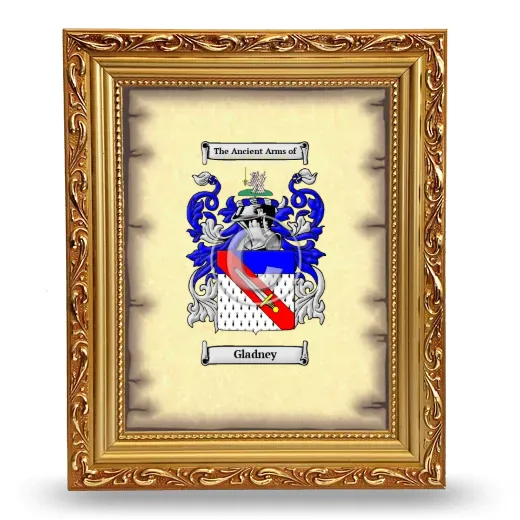 Gladney Coat of Arms Framed - Gold