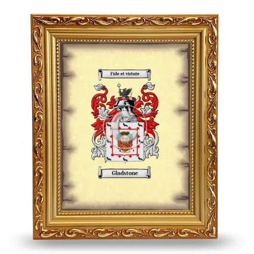 Gladstone Coat of Arms Framed - Gold