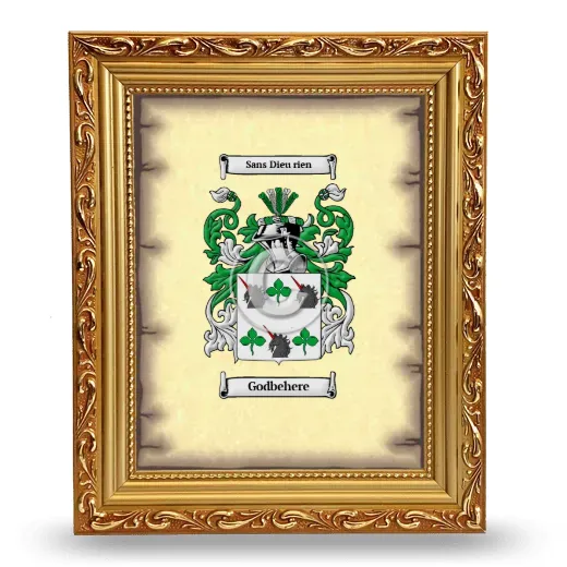Godbehere Coat of Arms Framed - Gold