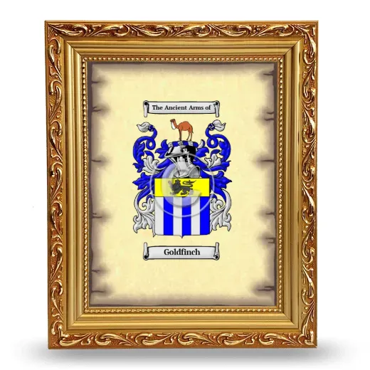 Goldfinch Coat of Arms Framed - Gold