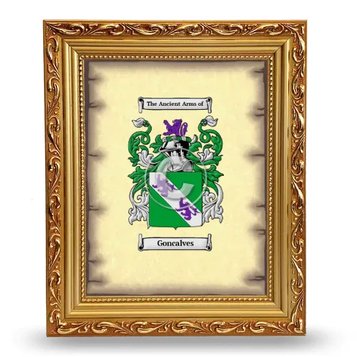 Goncalves Coat of Arms Framed - Gold