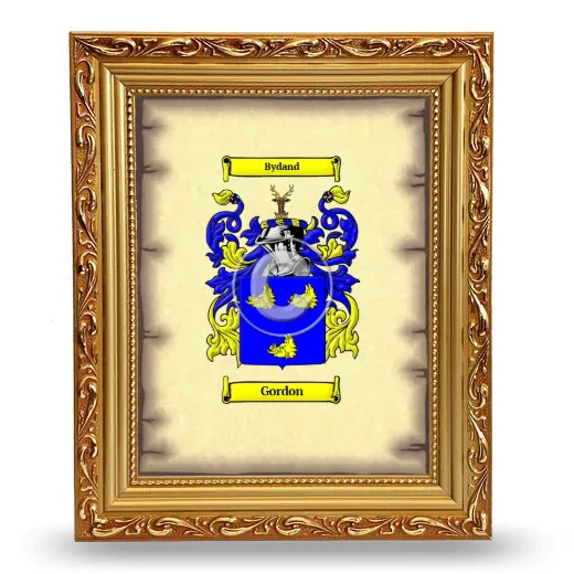 Gordon Coat of Arms Framed - Gold