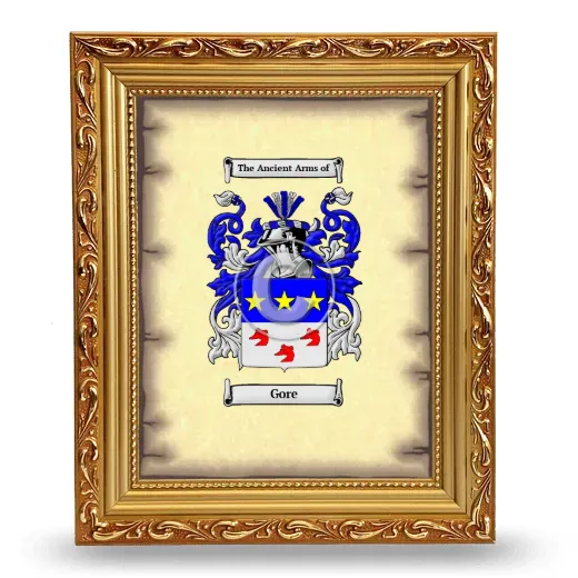 Gore Coat of Arms Framed - Gold