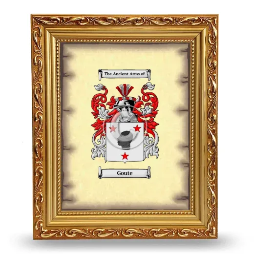Goute Coat of Arms Framed - Gold