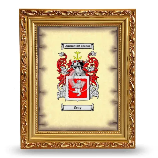 Gray Coat of Arms Framed - Gold