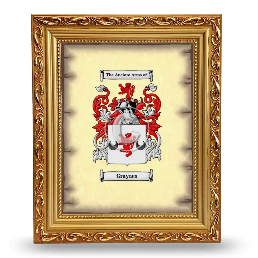 Graynes Coat of Arms Framed - Gold