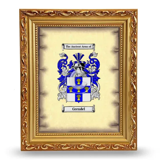 Grendel Coat of Arms Framed - Gold