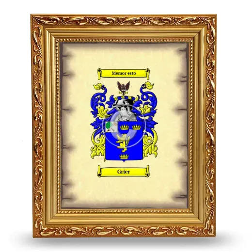 Grier Coat of Arms Framed - Gold