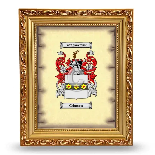 Grimson Coat of Arms Framed - Gold