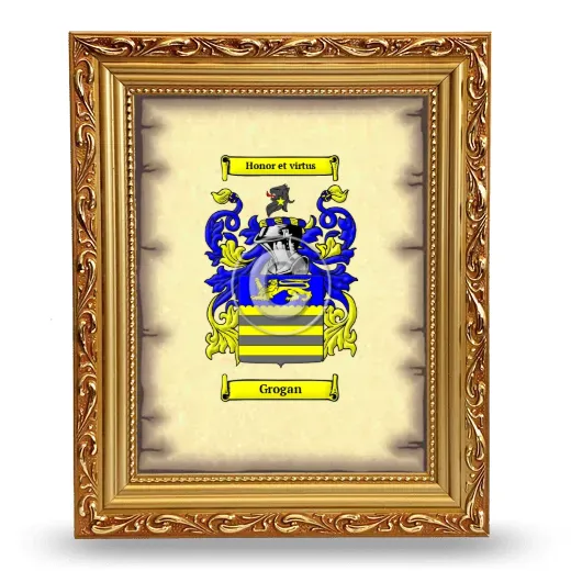Grogan Coat of Arms Framed - Gold