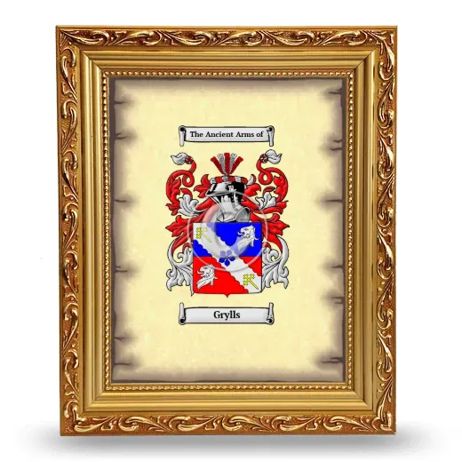 Grylls Coat of Arms Framed - Gold