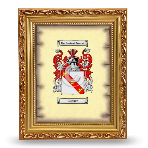 Gueser Coat of Arms Framed - Gold
