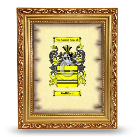 Gulliford Coat of Arms Framed - Gold