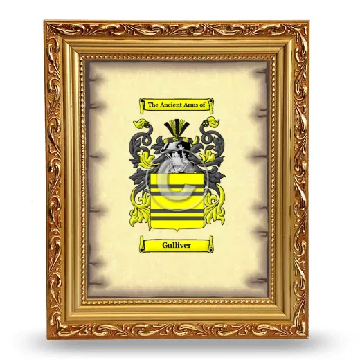 Gulliver Coat of Arms Framed - Gold