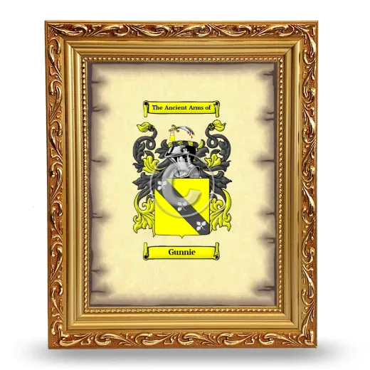 Gunnie Coat of Arms Framed - Gold