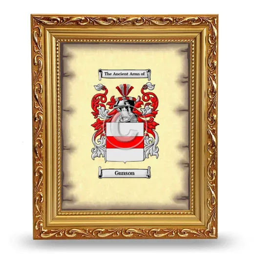 Gunson Coat of Arms Framed - Gold
