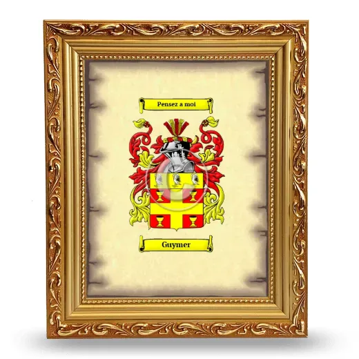 Guymer Coat of Arms Framed - Gold