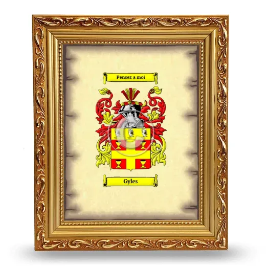 Gyles Coat of Arms Framed - Gold