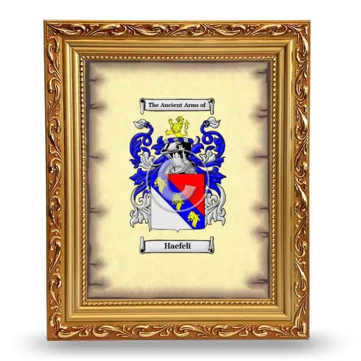Haefeli Coat of Arms Framed - Gold
