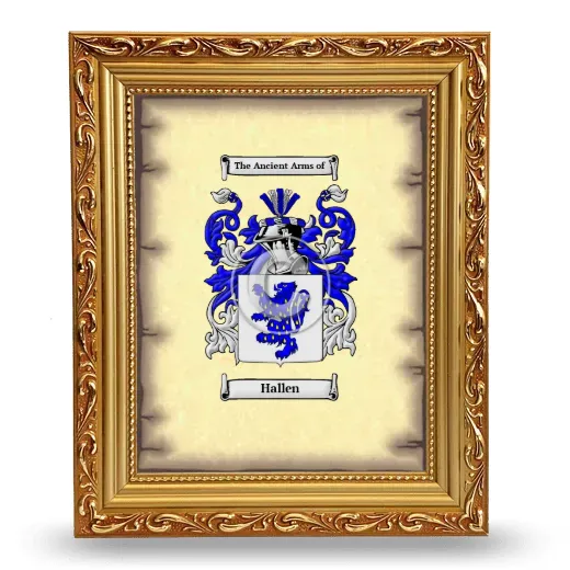 Hallen Coat of Arms Framed - Gold